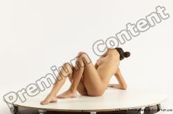 Nude Gymnastic poses Woman White Slim long brown Multi angle poses Pinup